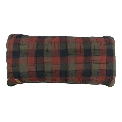 Donna Sharp Woodland Square Plaid Cotton Quilted Decor Pillow In Black;brown;red