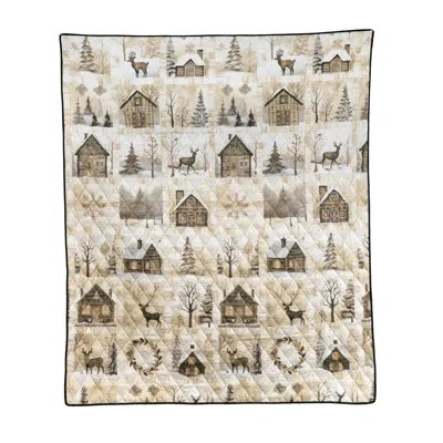 Donna Sharp Yls By  Antique Winter Quilted Throw In Neutral