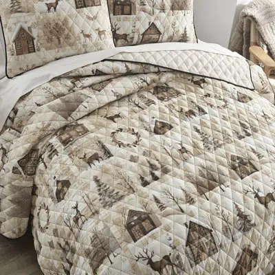 Donna Sharp Your Lifestyle By  Antique Winter 3pc Queen Holiday Quilt Set In Neutral