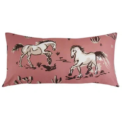 Donna Sharp Your Lifestyle By  Bonita Horses Rectangle Throw Pillow In Brown;pink;ivory;tan