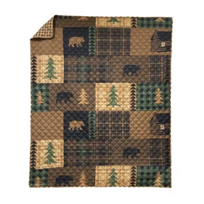 Donna Sharp Your Lifestyle By  Brown Bear Cabin Quilted Throw In Black;brown;green;tan