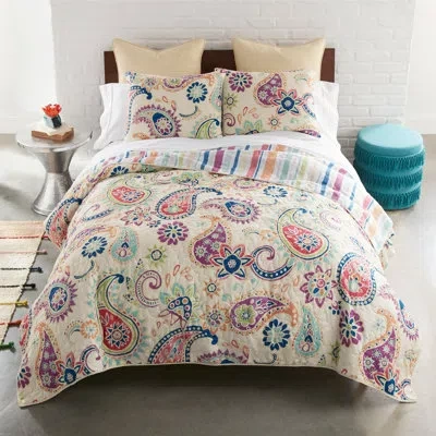 Donna Sharp Your Lifestyle By  Cali Paisley Quilt Set In Blue;green;red;beige;yellow;pink;orange;