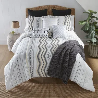 Donna Sharp Your Lifestyle By  Cameron Embroidered Cotton Comforter Set In Black;white;ivory