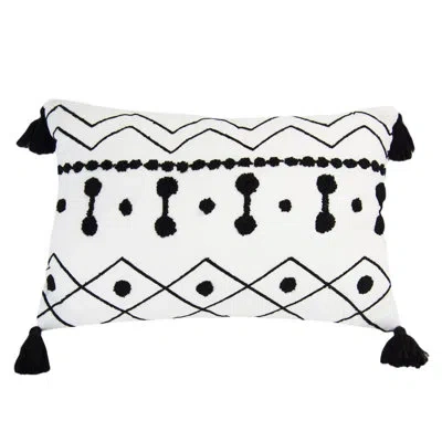 Donna Sharp Your Lifestyle By  Cameron Embroidered Tassel Decor Pillow In Black;white