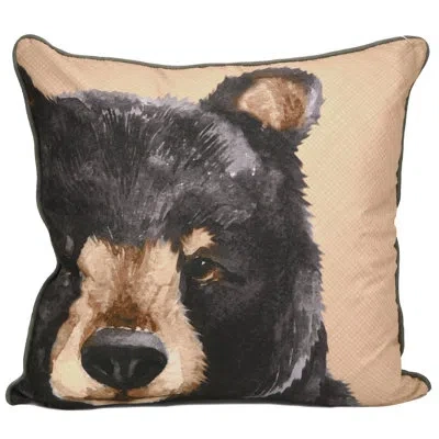 Donna Sharp Your Lifestyle By  Canoe Trip Bear Decorative Throw Pillow In Black;brown;gray;beige;tan