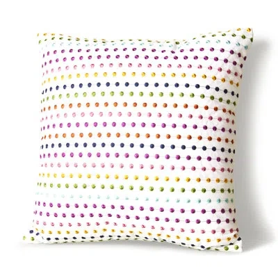 Donna Sharp Your Lifestyle By  Colorful Dots Embroidered Cotton Decor Pillow In Blue;white;yellow;pink;orange;purple;nav