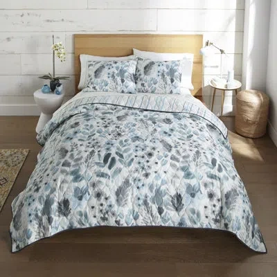 Donna Sharp Your Lifestyle By  Cordoba Floral Quilt Set In Blue;black;white;gray;pink;silver;teal