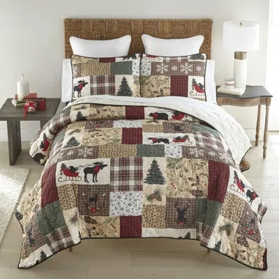 Donna Sharp Your Lifestyle By  Dashing Holiday Quilt Set In Black;brown;green;red;beige;ivory;tan