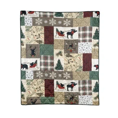 Donna Sharp Your Lifestyle By  Dashing Holiday Quilted Throw In Black;brown;white;green;red;beige;ivory;