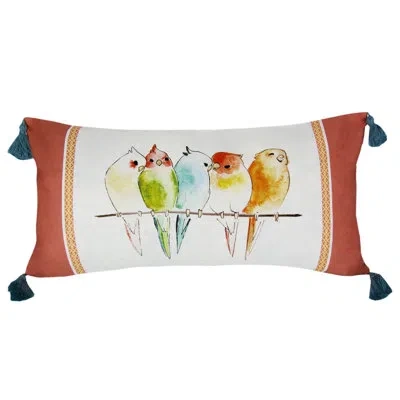 Donna Sharp Your Lifestyle By  Daybreak Tasseled Birds Decor Pillow In Blue;black;white;green;red;yellow;orange