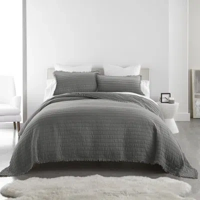 Donna Sharp Your Lifestyle By  Delano Grey 3pc Garment Washed Cotton Queen Quilt Set In Gray
