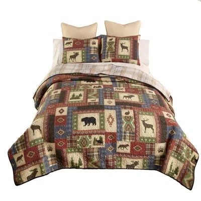 Donna Sharp Your Lifestyle By  Forest Grove Rustic Quilt Set In Blue;black;green;red;beige;ivory;tan;nav