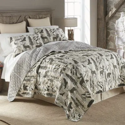 Donna Sharp Your Lifestyle By  Forest Weave Lodge Quilt Set In Brown;gray;beige;gold;cream;ivory;tan