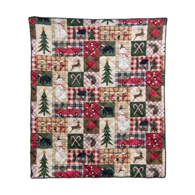 Donna Sharp Your Lifestyle By  Holiday Dream Jolly Quilted Throw In Black;brown;white;green;red;beige;gold;c