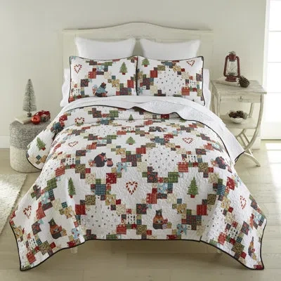 Donna Sharp Your Lifestyle By  Holiday Love Festive Quilt Set In Blue;black;white;green;red;beige;tan;tea
