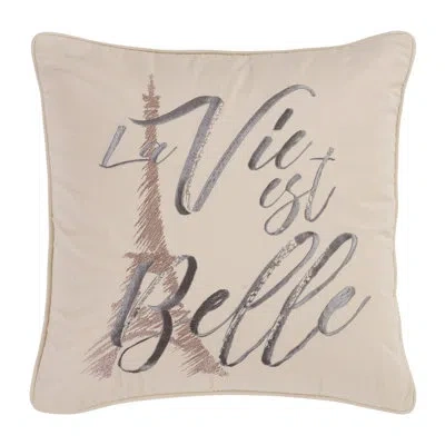 Donna Sharp Your Lifestyle By  La Vie Est Belle Embroidered Cotton Decor Pillow In Brown;gray;beige