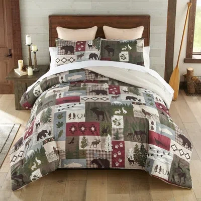 Donna Sharp Your Lifestyle By  Montana Forest 3pc Rustic Comforter Set In Blue;black;brown;white;green;gray;red;be