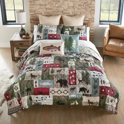 Donna Sharp Your Lifestyle By  Montana Forest Rustic Quilt Set In Blue;black;brown;white;red;tan