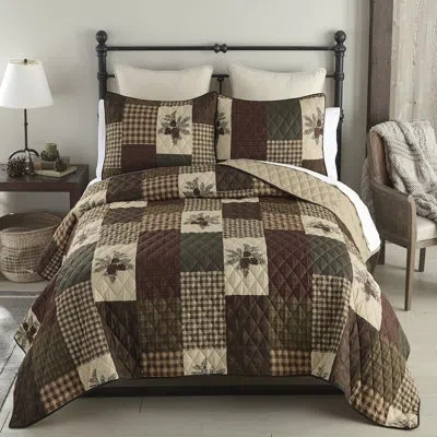 Donna Sharp Your Lifestyle By  Pine Panels Rustic 2pc Quilt Set In Black;brown;green;beige;ivory;tan