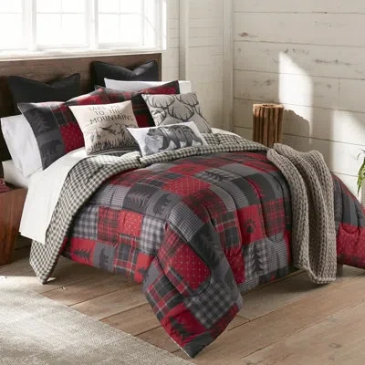Donna Sharp Your Lifestyle By  Red Forest Comforter Set In Red,black,gray
