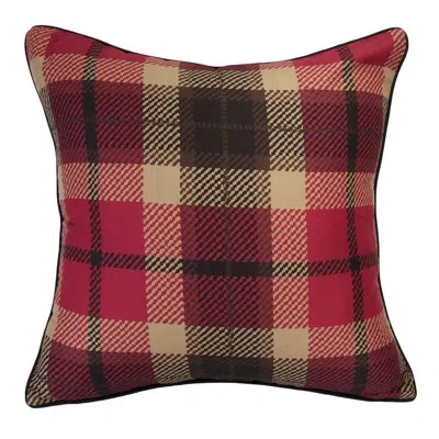 Donna Sharp Your Lifestyle By  Red Plaid Decor Pillow In Black;brown;red;tan