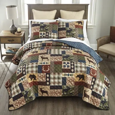 Donna Sharp Your Lifestyle By  Rustica Lodge Quilt Set In Blue;black;brown;green;beige;ivory;tan