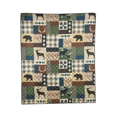 Donna Sharp Your Lifestyle By  Rustica Quilted Throw In Blue;black;brown;white;green;beige;orang