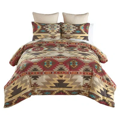 Donna Sharp Your Lifestyle By  Sand Dune 3pc Southwest Comforter Set In Brown;red;beige;gold;cream;tan;teal