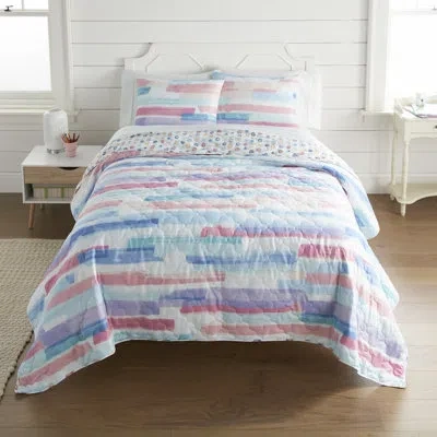 Donna Sharp Your Lifestyle By  Smoothie 3pc Quilt Set In White;yellow;pink;orange;purple;teal