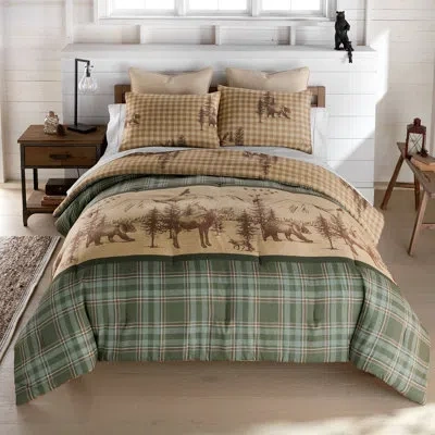 Donna Sharp Your Lifestyle By  Spruce Trail 3pc Lodge Comforter Set In Blue;brown;green;beige;ivory;tan