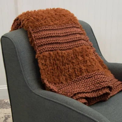 Donna Sharp Your Lifestyle By  Super Soft Plush Knit Woven Throw Collection In Rust