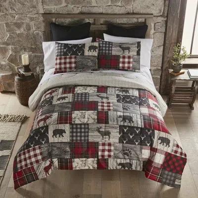 Donna Sharp Your Lifestyle By  Timber 3pc Comforter Set In Black;gray;red;cream;ivory