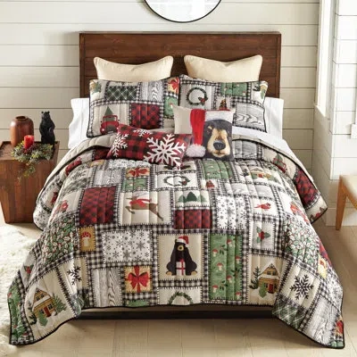 Donna Sharp Your Lifestyle By  Winter Cottage 3pc Queen Holiday Quilt Set In Multi