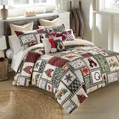 Donna Sharp Your Lifestyle By  Winter Cottage Rustic Holiday Comforter Set In Black;brown;white;green;red;beige;cream;