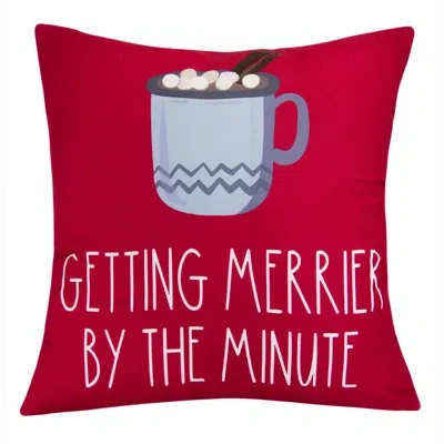 Donna Sharp Your Lifestyle By  Winter Wonderland Merrier Mug Decorative Throw Pillow In Brown;white;gray;red;ivory