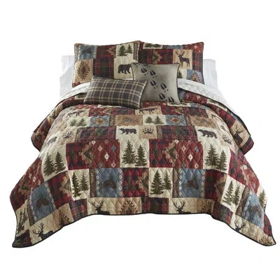 Donna Sharp Your Lifestyle By  Woodland Patch Rustic Quilt Set In Blue;black;brown;green;red;beige;gold;iv