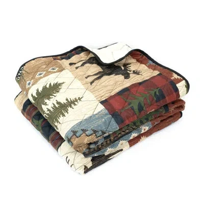 Donna Sharp Your Lifestyle By  Woodland Patch Rustic Quilted Throw In Blue;black;brown;green;red;beige;gold;iv