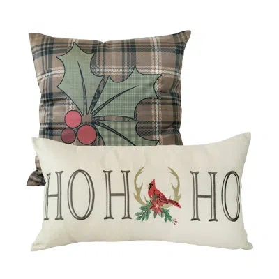 Donna Sharp Your Lifestyle Holly Forest 2pc Embroidered Holiday Pillow Set In Beige,black,brown,red,green,tan