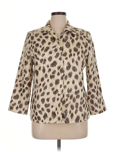 Pre-owned Donna Toran 3/4 Sleeve Blouse In White