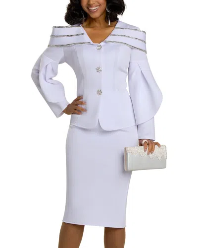 Donna Vinci 2pc Jacket & Skirt Set In White