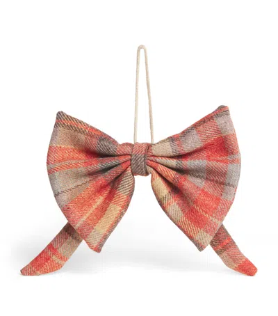 Donna Wilson Wool Tartan Bow Tree Decoration In Orange