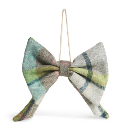Donna Wilson Wool Tartan Bow Tree Decoration In Blue