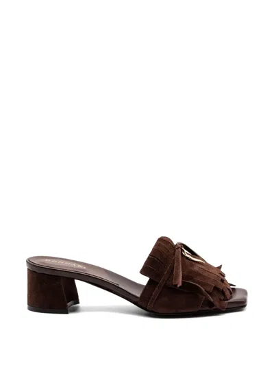 Donnari 50mm Suede Mules In Brown