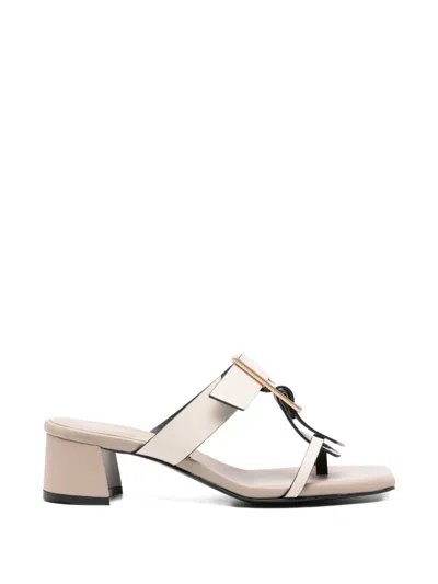 Donnari Beige Leather Sandals In Neutral