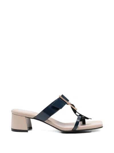 Donnari Buckle Leather Sandals In Blue
