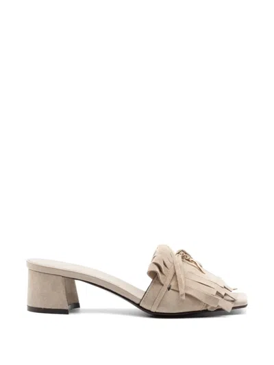 Donnari Fringe Sabot Sandals In Neutral