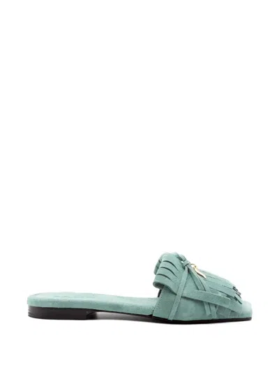 Donnari Fringe-detail Square-toe Sandals In Purple