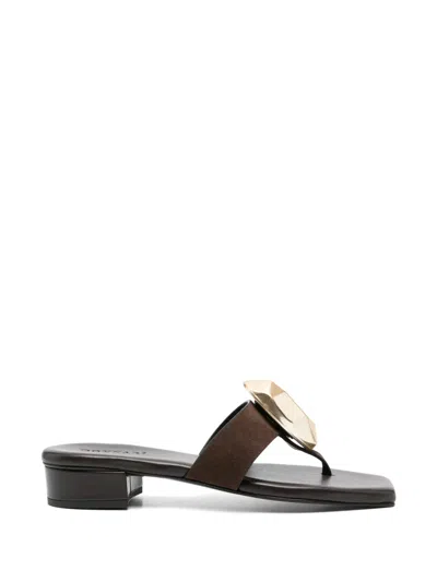 Donnari Geometric-applique Sandals In Brown