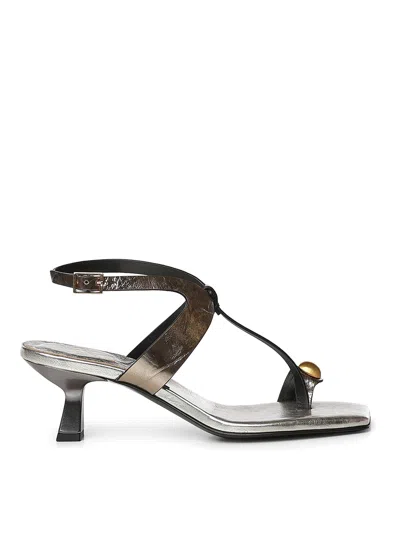 Donnari Laminated Leather Sandals In Gold