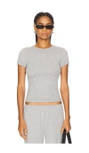 Donni The Pointelle Baby Tee In 麻灰色